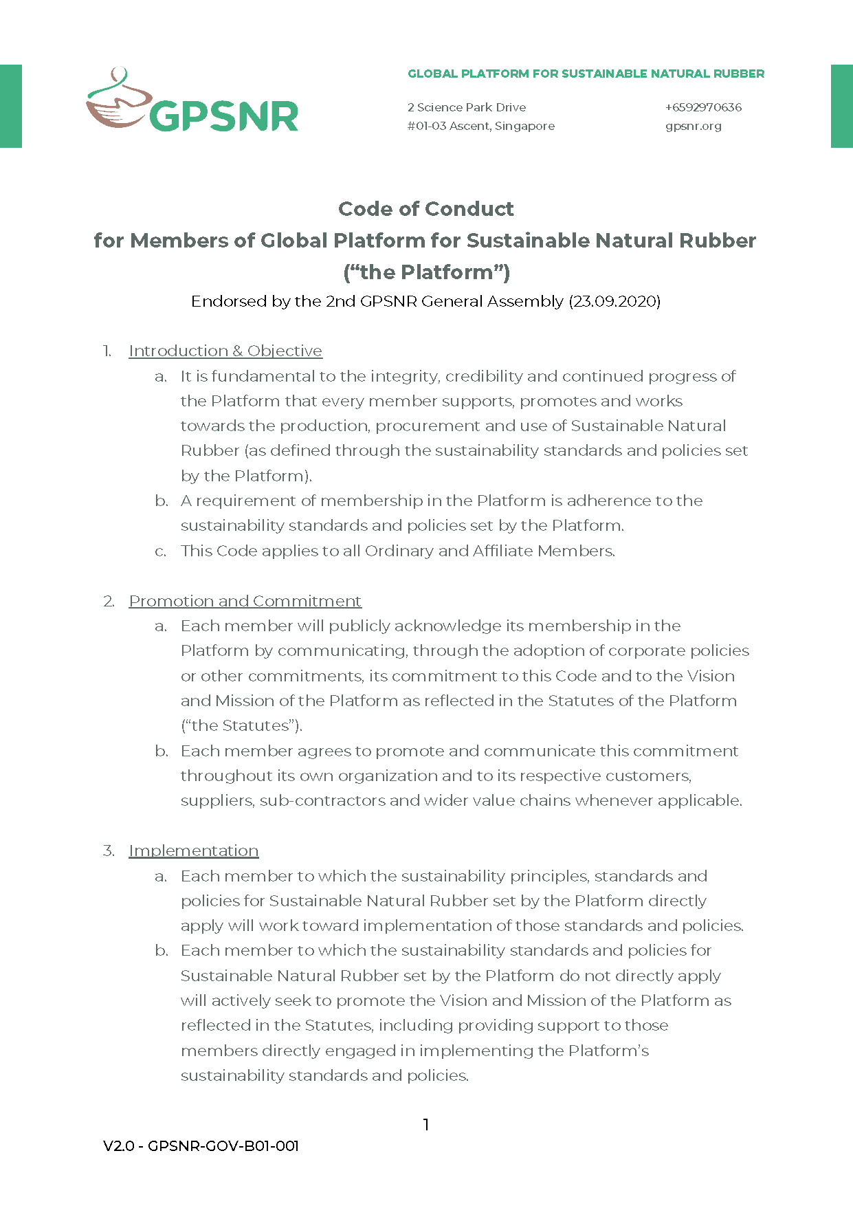 GPSNR CODE OF CONDUCT