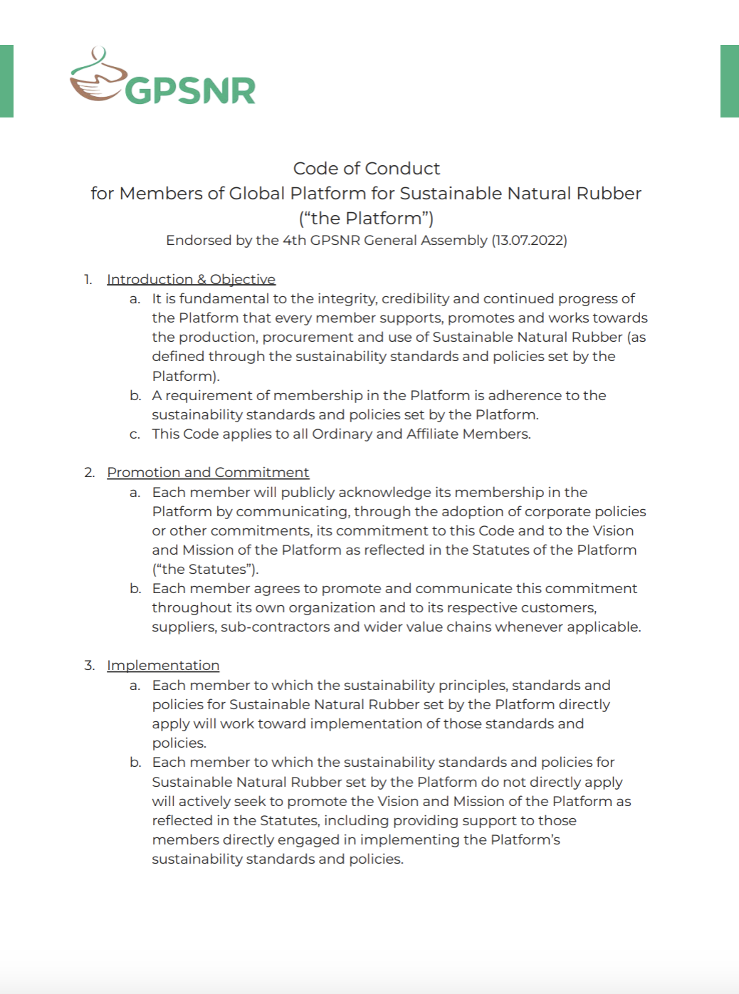 GPSNR CODE OF CONDUCT